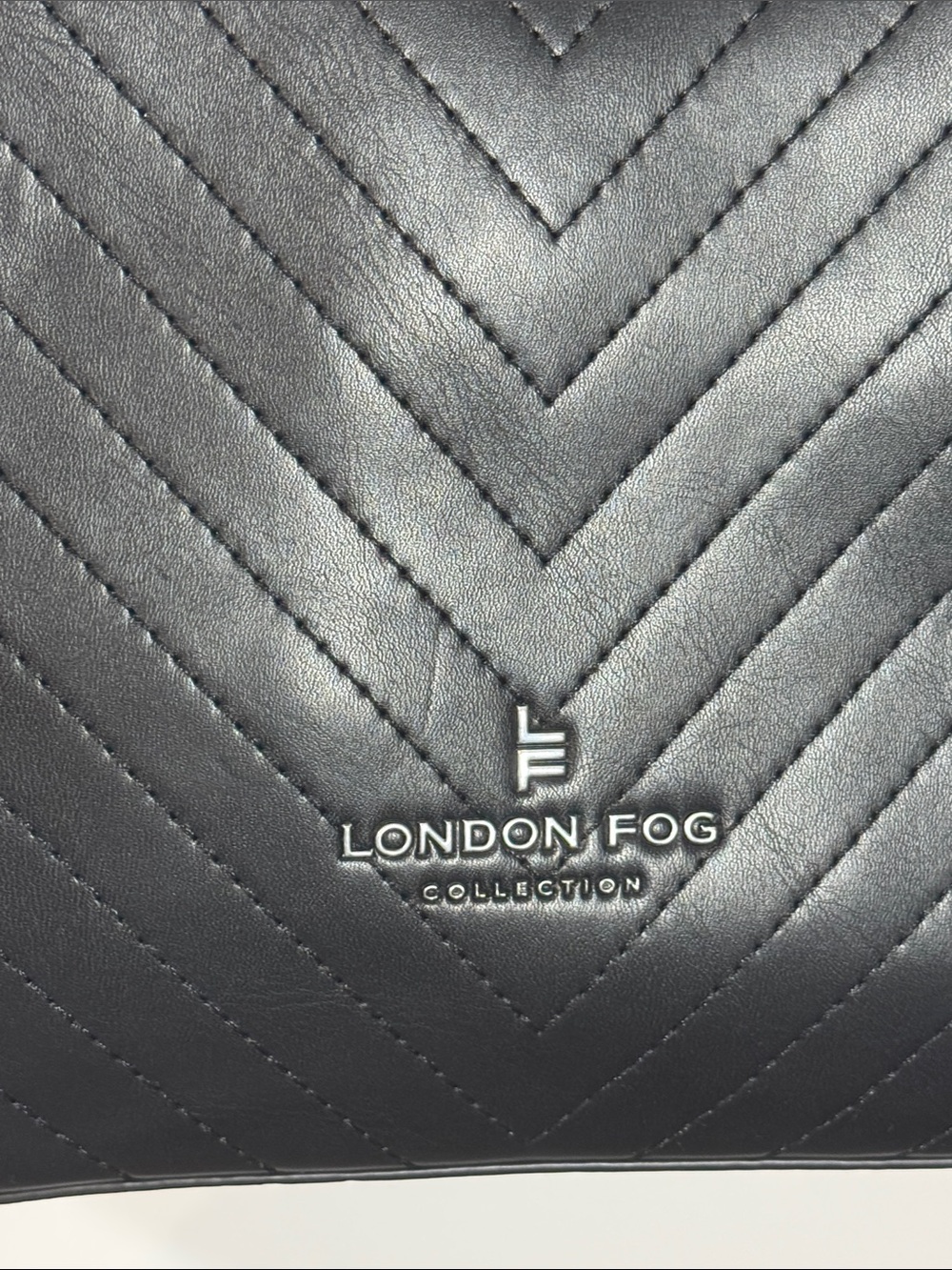 London Fog Black Emilia Chevron Design Tote - Size Large - Picture 5 of 11